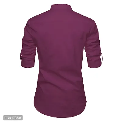 Reliable Purple Cotton Solid Short Length Kurta For Men-thumb2