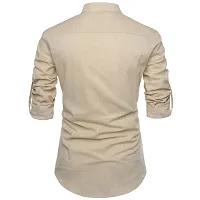 Reliable Beige Cotton Solid Short Length Kurta For Men-thumb1