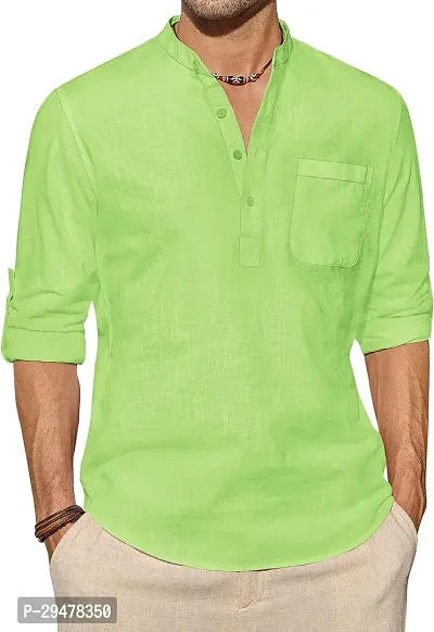 Reliable Cotton Blend Solid Short Length Kurta For Men-thumb0