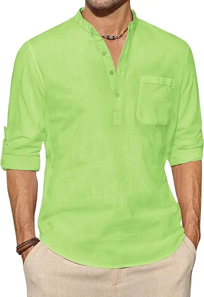 Reliable Blend Solid Short Length Kurta For Men