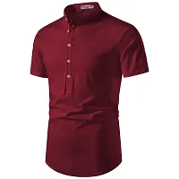 Reliable Maroon Cotton Solid Short Length Kurta For Men-thumb1