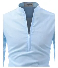 Men's Blue Cotton Solid Long Sleeves Slim Fit Casual Shirt-thumb4