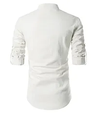 Men's Off White Cotton Solid Long Sleeves Slim Fit Casual Shirt-thumb1