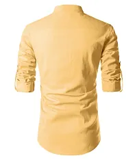 Men's Yellow Cotton Solid Long Sleeves Slim Fit Casual Shirt-thumb2