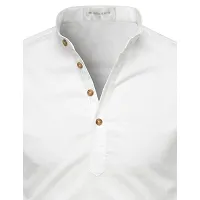 Men's White Cotton Solid Long Sleeves Slim Fit Casual Shirt-thumb4