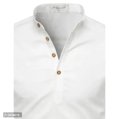 Men's White Cotton Solid Long Sleeves Slim Fit Casual Shirt-thumb5