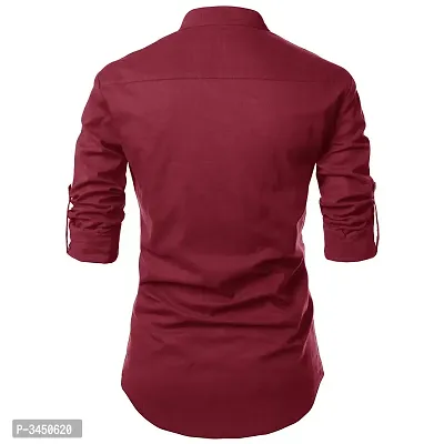 Maroon Cotton Solid Casual Shirts For Men-thumb2