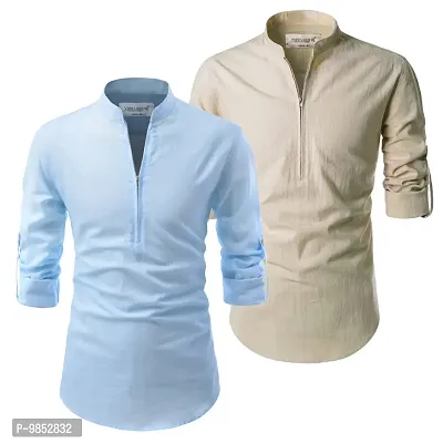 Stylish Cotton Men Short Kurta(Pack of 2)