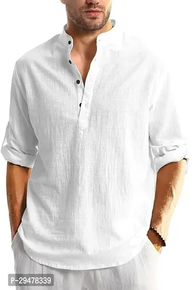 Reliable Cotton Blend Solid Short Length Kurta For Men-thumb0