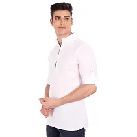 Elegant White Cotton Solid Long Sleeves Casual Shirts For Men-thumb1