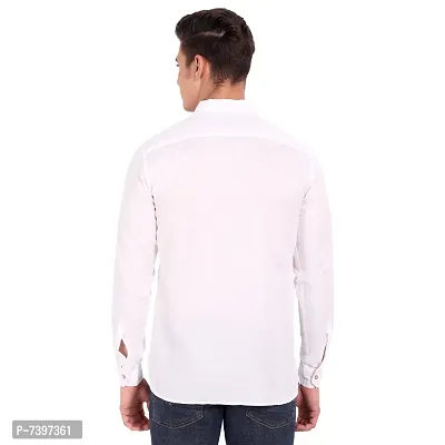 Elegant White Cotton Solid Long Sleeves Casual Shirts For Men-thumb3