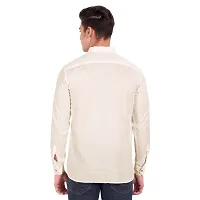 Elegant Beige Cotton Solid Long Sleeves Casual Shirts For Men-thumb2