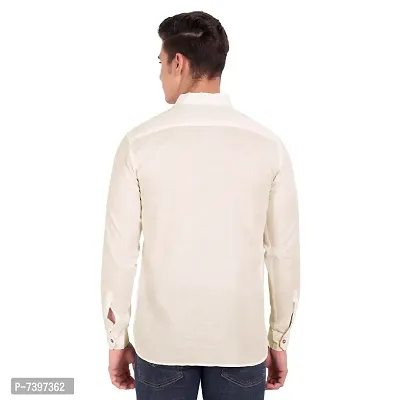 Elegant Beige Cotton Solid Long Sleeves Casual Shirts For Men-thumb3