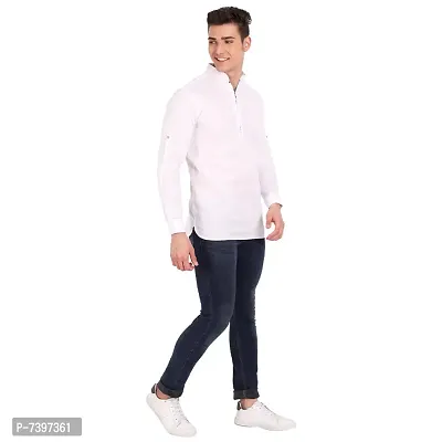 Elegant White Cotton Solid Long Sleeves Casual Shirts For Men-thumb5