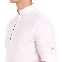 Elegant White Cotton Solid Long Sleeves Casual Shirts For Men-thumb3