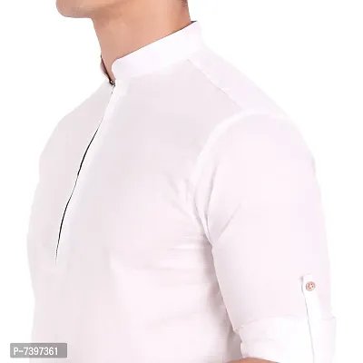 Elegant White Cotton Solid Long Sleeves Casual Shirts For Men-thumb4