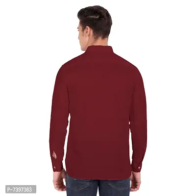 Elegant Maroon Cotton Solid Long Sleeves Casual Shirts For Men-thumb3