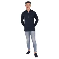 Elegant Navy Blue Cotton Solid Long Sleeves Casual Shirts For Men-thumb4