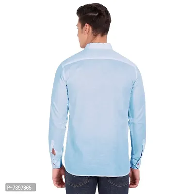 Elegant Turquoise Cotton Solid Long Sleeves Casual Shirts For Men-thumb3