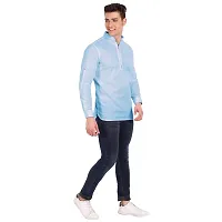 Elegant Turquoise Cotton Solid Long Sleeves Casual Shirts For Men-thumb4