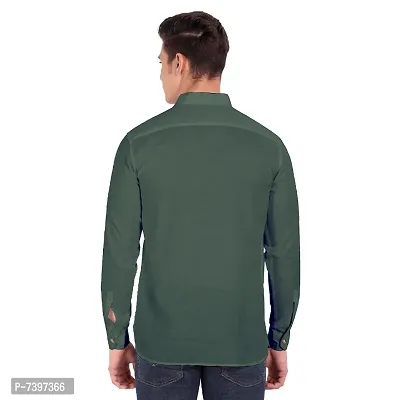 Elegant Green Cotton Solid Long Sleeves Casual Shirts For Men-thumb3