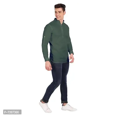 Elegant Green Cotton Solid Long Sleeves Casual Shirts For Men-thumb5