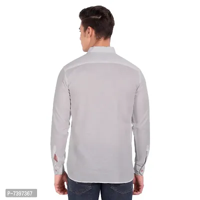 Elegant Grey Cotton Solid Long Sleeves Casual Shirts For Men-thumb3