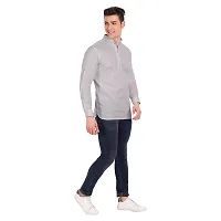 Elegant Grey Cotton Solid Long Sleeves Casual Shirts For Men-thumb4