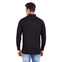 Elegant Black Cotton Solid Long Sleeves Casual Shirts For Men-thumb2