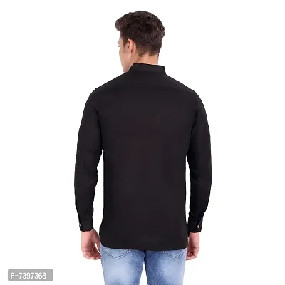 Elegant Black Cotton Solid Long Sleeves Casual Shirts For Men-thumb3