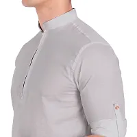 Elegant Grey Cotton Solid Long Sleeves Casual Shirts For Men-thumb3