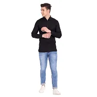 Elegant Black Cotton Solid Long Sleeves Casual Shirts For Men-thumb4