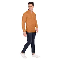 Elegant Golden Cotton Solid Long Sleeves Casual Shirts For Men-thumb4