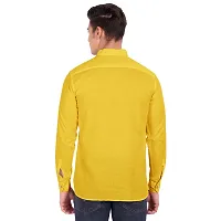 Elegant Yellow Cotton Solid Long Sleeves Casual Shirts For Men-thumb2