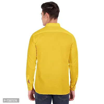 Elegant Yellow Cotton Solid Long Sleeves Casual Shirts For Men-thumb3