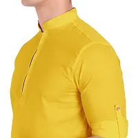 Elegant Yellow Cotton Solid Long Sleeves Casual Shirts For Men-thumb3