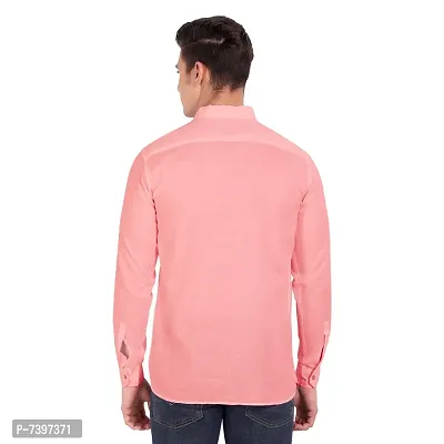 Elegant Peach Cotton Solid Long Sleeves Casual Shirts For Men-thumb3