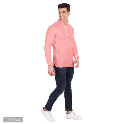 Elegant Peach Cotton Solid Long Sleeves Casual Shirts For Men-thumb5