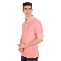 Elegant Peach Cotton Solid Long Sleeves Casual Shirts For Men-thumb1