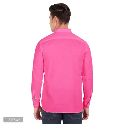 Elegant Pink Cotton Solid Long Sleeves Casual Shirts For Men-thumb3