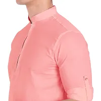 Elegant Peach Cotton Solid Long Sleeves Casual Shirts For Men-thumb3