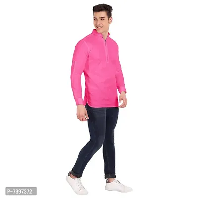 Elegant Pink Cotton Solid Long Sleeves Casual Shirts For Men-thumb5