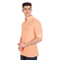 Elegant Orange Cotton Solid Long Sleeves Casual Shirts For Men-thumb1