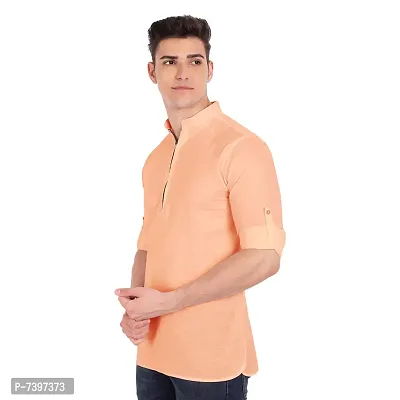 Elegant Orange Cotton Solid Long Sleeves Casual Shirts For Men-thumb2