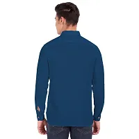 Elegant Blue Cotton Solid Long Sleeves Casual Shirts For Men-thumb2