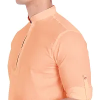 Elegant Orange Cotton Solid Long Sleeves Casual Shirts For Men-thumb3