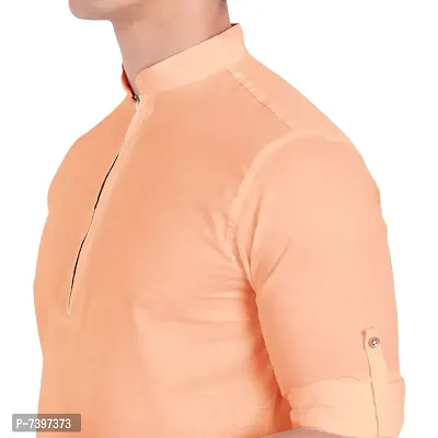 Elegant Orange Cotton Solid Long Sleeves Casual Shirts For Men-thumb4