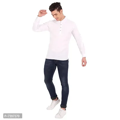 Elegant White Cotton Solid Long Sleeves Casual Shirts For Men-thumb5