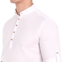 Elegant White Cotton Solid Long Sleeves Casual Shirts For Men-thumb3