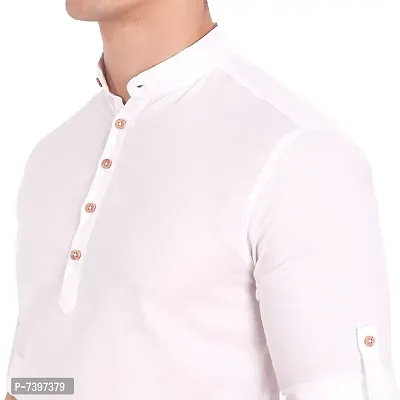 Elegant White Cotton Solid Long Sleeves Casual Shirts For Men-thumb4